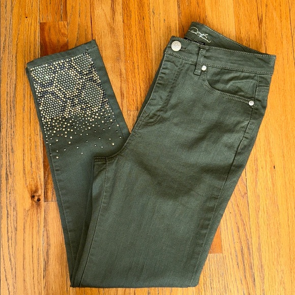 DG2 by Diane Gilman Green Embellished Ankle Jeans - Picture 1 of 7